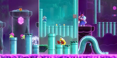 Super fast straight to the point all locations of the Purple Coins and Wonder Flower in the level Swamp Pipe Crawl in Super Mario Bros Wonder007 1st Purple. . Swamp pipe crawl purple coins